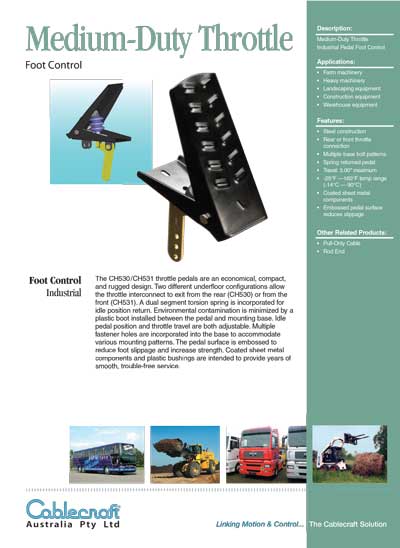 Medium Throttle Foot Control - Cablecraft Australia